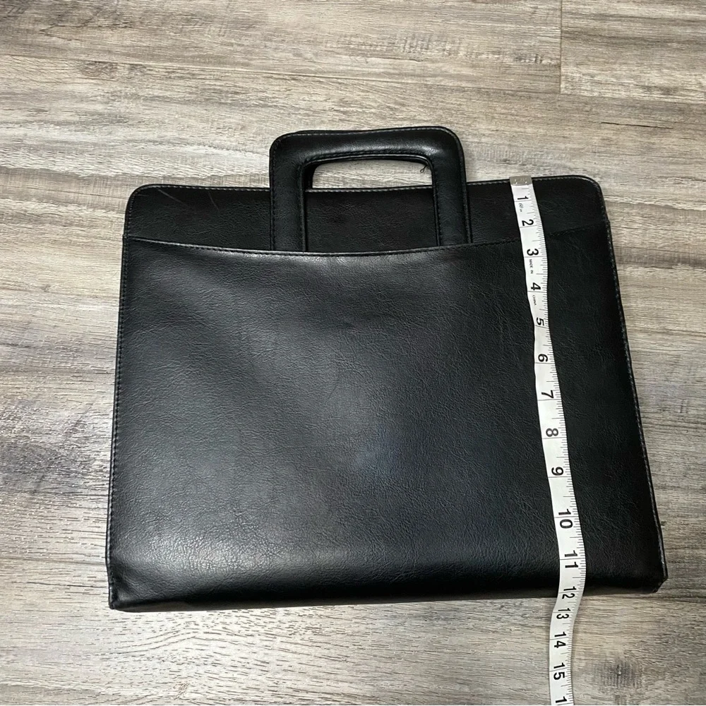 Vintage Plan Pro 2001 Black Leather Briefcase Hand Bag Zip-Up - Schedule, Notes